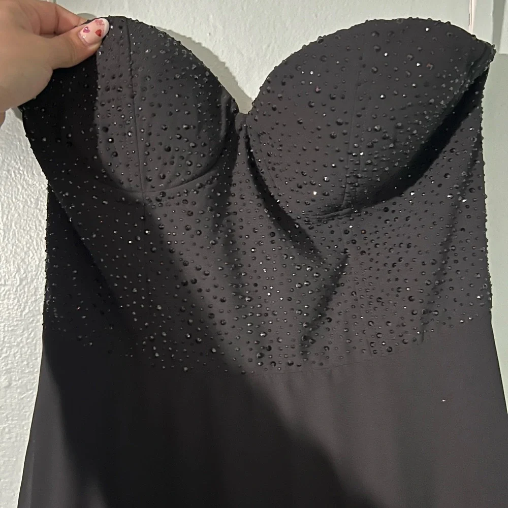 Lulu’s Black Rhinestone Floor Length Dress - Picture 6 of 7